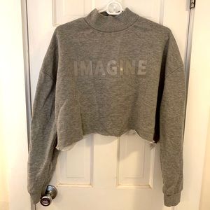 Mock-Neck Cropped Sweatshirt
